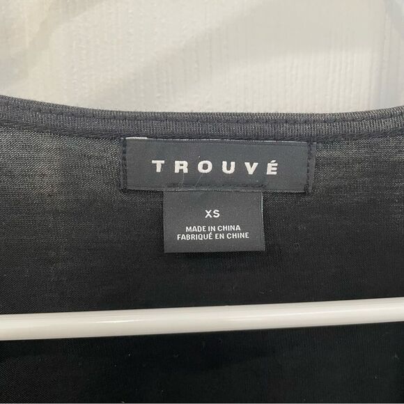 Trouve Metallic Black Faux Wrap Women’s Top Size XS - Picture 3 of 6